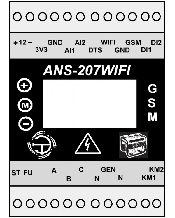 ANS-207-WIFI Контроллер автозапуска генератора в корпусе WIFI на din рейку 