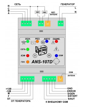 автозапуск генератора  на din рейку ANS-107DIN-G WIFI и  с GSM модулем 